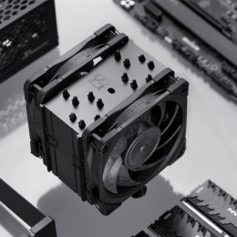 Кулер для процессора/ CPU Cooler Noctua NH-U12A chromax.black (169W, 4-pin PWM, 158mm, Al/Cu, 7x6mm, 2x120x120x25mm, 60CFM, 22.6dBA, 2000RPM, S: 1851/1700/1200/115X, AM5/AM4, Black)