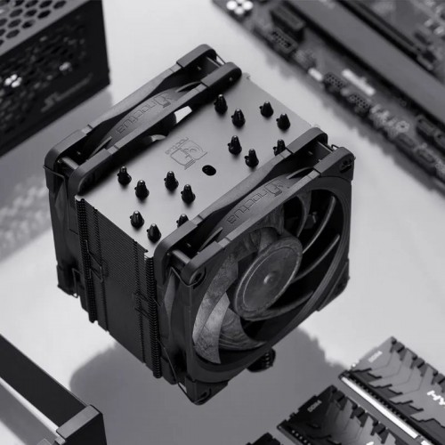 Кулер для процессора/ CPU Cooler Noctua NH-U12A chromax.black (169W, 4-pin PWM, 158mm, Al/Cu, 7x6mm, 2x120x120x25mm, 60CFM, 22.6dBA, 2000RPM, S: 1851/1700/1200/115X, AM5/AM4, Black)