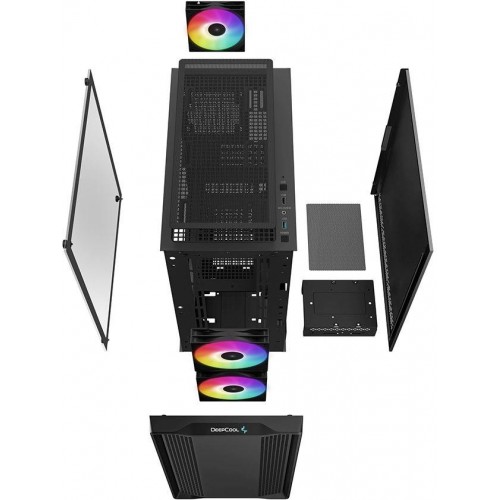 Корпус Deepcool CC360 ARGB черный mATX с поддержкой 5 вентиляторов 120мм и 4 вентиляторов 140мм