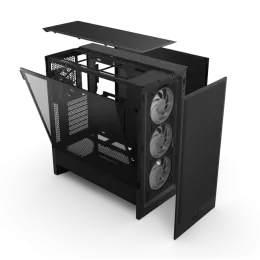 Корпус без блока питания/ Case NZXT H5 Flow RGB, Midi-Tower, TG, 3x120mm RGB + 1x120mm, 1xUSB-A 3.2 + 1xUSB-C 3.2, E-ATX, ATX, mATX, mITX Black