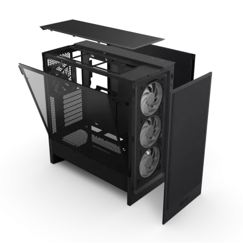 Корпус без блока питания/ Case NZXT H5 Flow RGB, Midi-Tower, TG, 3x120mm RGB + 1x120mm, 1xUSB-A 3.2 + 1xUSB-C 3.2, E-ATX, ATX, mATX, mITX Black NZXT