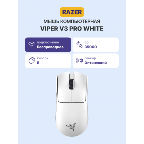 Купить игровую мышь Razer Viper V3 Pro White - Легкость и Скорость для Профессиональных Геймеров