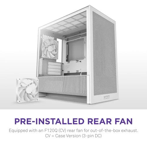 Корпус без блока питания/ Case NZXT H3 Flow (2025), Midi-Tower, TG, 1x120mm, 1xUSB-A 3.2 + 1xUSB-C 3.2, mATX, mITX White NZXT
