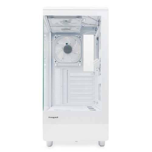 Корпус без блока питания/ Case HSPD F510, Panoramic Mid Tower, White, TG, 0.5 SPCC, 3x120mm ARGB (FNW010) ATX, mATX, mITX 180/280/160mm 1x2.5", 1x3.5", 7xPCI 2xUSB-A 3.0 356x218x467mm HSPD