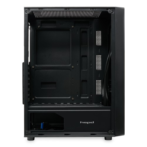 Корпус без блока питания/ Case HSPD M530, Mesh Mid Tower, Black, TG, 0.4 SPCC, no fans ATX, mATX, mITX 155/290/200mm 2x2.5", 2x3.5", 7xPCI 1xUSB-A 3.0, 2xUSB-A 1.0 335x193x445mm