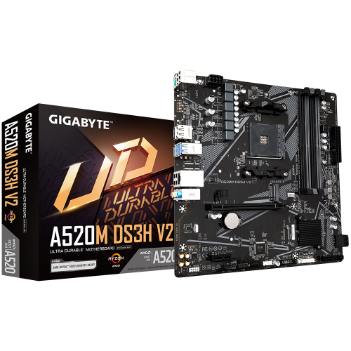 Материнская плата GIGABYTE A520 для AMD sAM4 - 4xDDR4 до 128GB, HDMI 2.1, mATX, высокая производительность