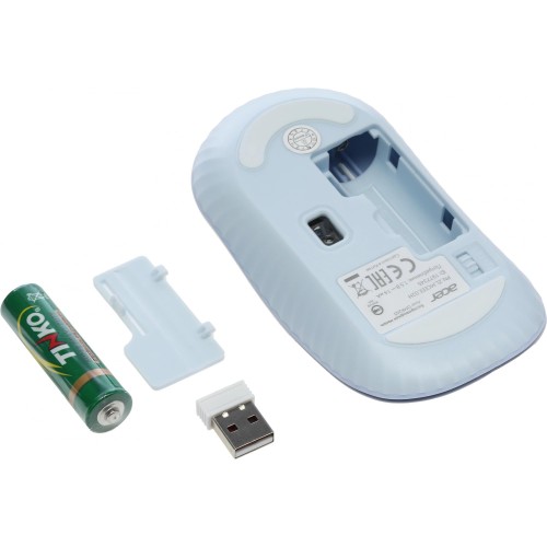 Мышь Acer OMR205 белый/голубой оптическая 1200dpi беспров. USB для ноутбука 3but (ZL.MCEEE.02H)
