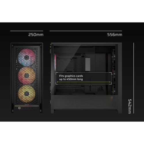 Купить корпус Corsair Frame 5000D RS ARGB: Высокоэффективный Midi-Tower без блока питания, 4x140mm ARGB, поддержка E-ATX, ATX, mATX, mITX в черном цвете