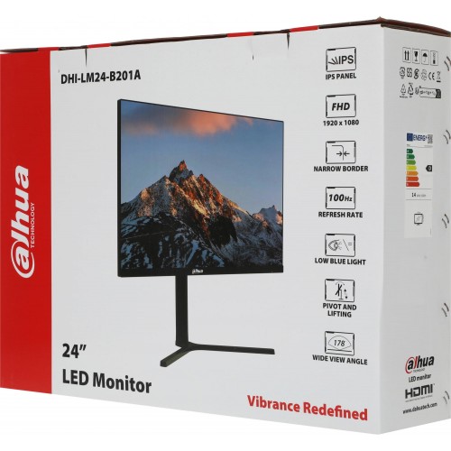 Монитор Dahua 23.8" DHI-LM24-B201A черный IPS LED 5ms 16:9 HDMI матовая HAS Piv 1000:1 250cd 178гр/178гр 1920x1080 100Hz VGA DP FHD 4.8кг