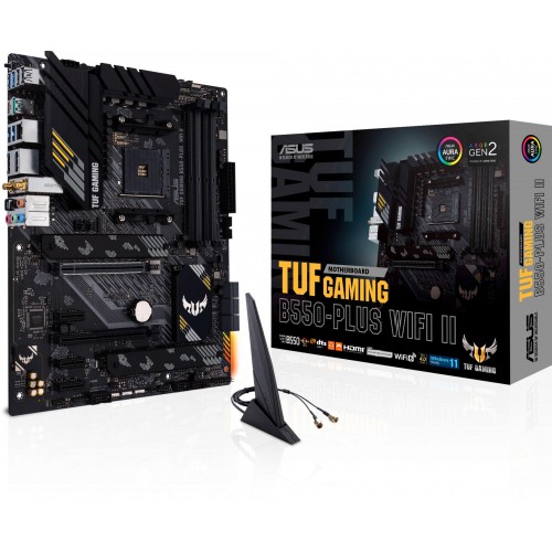 Купить материнскую плату Asus TUF GAMING B550-PLUS WIFI II для AMD AM4 – 4xDDR4, 2.5G, RAID, HDMI, DP