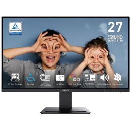 Монитор/ MSI PRO MP273U 27'', 3840x2160, IPS, 178x178, 300nit, 60Hz, 4ms, 2HDMI/DP, noUSB-A, Audio out, T, ExtPWR, 75x75VESA, Black, 1y