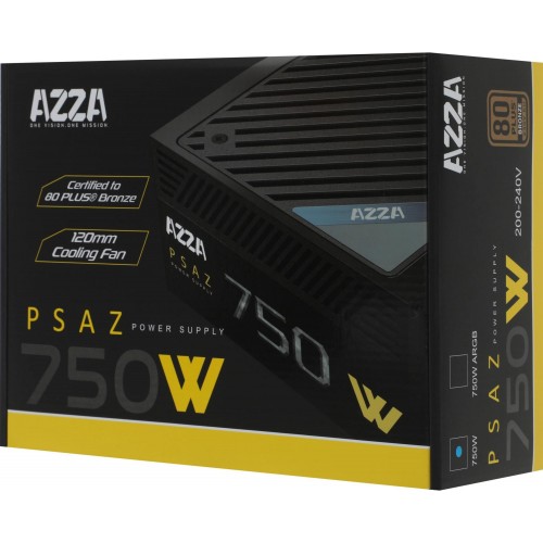 Блок питания Azza ATX 750W PSAZ-750W с 80+ Bronze, APFC и 120mm вентилятором - идеальное решение для стабильной работы вашего ПК