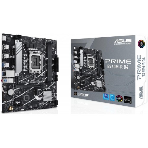 Материнская плата Asus PRIME B760M-R D4 для Intel 1700, 2xDDR4, mATX, 8ch, 2.5G, HDMI - Высокая производительность и надежность