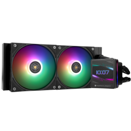 Водяное охлаждение для процессора/ Water Cooling System Thermalright Grand Vision 240 (240mm, LED, Black, ARGB/ Fans: 2x120mm, 80.45CFM, 29.4dBA, 2150RPM/ Pump height 72.5mm, 6400RPM, Rad thickness 27mm/ S: 1700, 1200, 1851, 115X, 2011, 2066, AM5, AM4)
