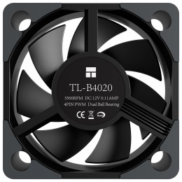 Кулер для корпуса/ Case Cooler Thermalright TL-B4020 (40x40x20mm, 4-pin PWM, 9.47CFM, 24.3dBA, 5500RPM, Black)