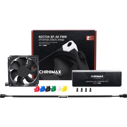 Кулер для корпуса/ Case Cooler Noctua NF-A8 PWM chromax.black.swap (80x80x25mm, 4-pin PWM, 32.67CFM, 17.7dBA, 2200RPM, Black)