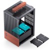 Корпус без блока питания/ Case JONSBO T6, Mini-Tower, 1x140mm, 1xUSB-A 3.0 + 1xUSB-C 3.2, mITX, wood panel + wooden handle Black JONSBO