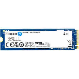 Твердотельный накопитель/ Kingston SSD NV3, 2000GB, M.2(22x80mm), NVMe, PCIe 4.0 x4, 3D TLC, R/W 6000/5000MB/s, TBW 640, DWPD 0.2 (60 мес)