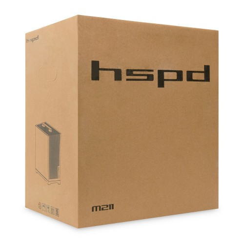 Корпус без блока питания/ Case HSPD M211, Mesh Mini-tower, Black, TG, 0.7 SPCC, no fans,mATX, mITX, 175/330/150mm, 2x2.5", 1x3.5", 4xPCI, 2xUSB-A 3.0, ARGB strip, 336x211x350mm HSPD