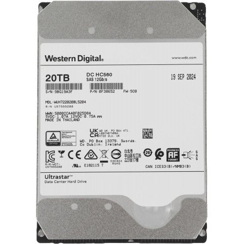 Жесткий диск WD SAS 3.0 20TB Ultrastar DC HC560 512E - 7200rpm, 512Mb, 3.5'' для серверов