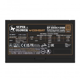 Блок питания 850Вт/ Power Supply Super Flower Combat DB ATX 3.1, 850W, ATX, 120mm, 8xSATA, 4xPCI-E(6+2), 1xPCI-E 16, APFC, 80+ Bronze, non-Modular