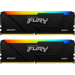 Память оперативная/ Kingston 32GB 3200MT/s DDR4 CL16 DIMM (Kit of 2) 1Gx8 FURY Beast RGB (Select Regions ONLY)