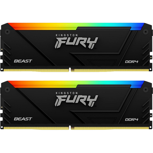 Память оперативная/ Kingston 32GB 3200MT/s DDR4 CL16 DIMM (Kit of 2) 1Gx8 FURY Beast RGB (Select Regions ONLY) Kingston