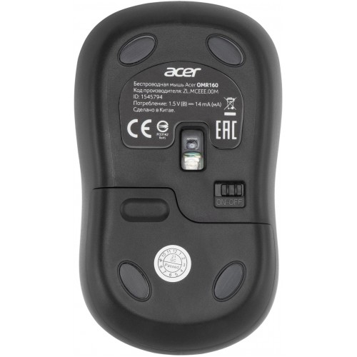 Мышь Acer OMR160 черный оптическая 1200dpi беспров. USB 3but (ZL.MCEEE.00M)