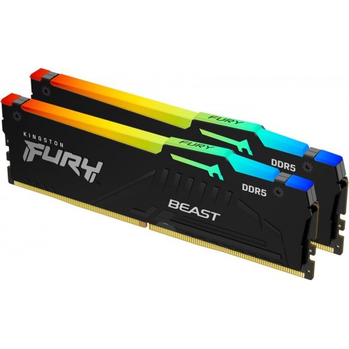 Купить оперативную память Kingston 16GB DDR5 5600MT/s CL40 DIMM (2 шт) FURY Beast RGB XMP - Высокая производительность для геймеров