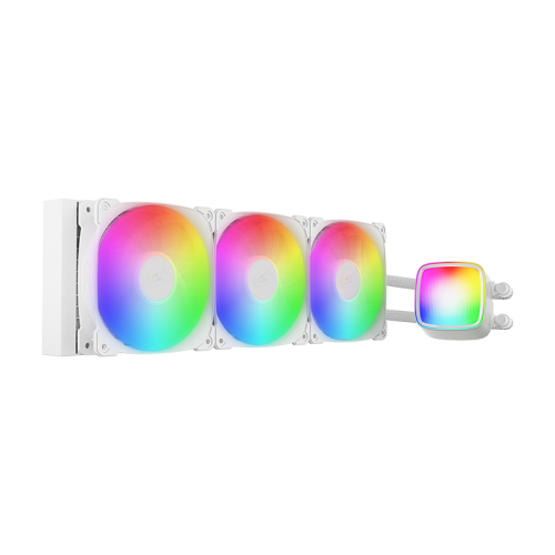 Система жидкостного охлаждения/ Water Cooling System Geometric Future Eskimo Pro 360 (240W, 360mm, ARGB, White/ Fans: 3x120mm, 80.81CFM, 34.2dBA, 2000RPM/ Pump height 54mm, 3200RPM, Rad thickness 27mm/ S: 1851, 1700, 1200, 115X, 2011, 2066, AM5, AM4) Geom