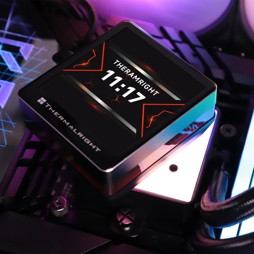 Водяное охлаждение для процессора/ Water Cooling System Thermalright Grand Vision 240 (240mm, LED, Black, ARGB/ Fans: 2x120mm, 80.45CFM, 29.4dBA, 2150RPM/ Pump height 72.5mm, 6400RPM, Rad thickness 27mm/ S: 1700, 1200, 1851, 115X, 2011, 2066, AM5, AM4) Th