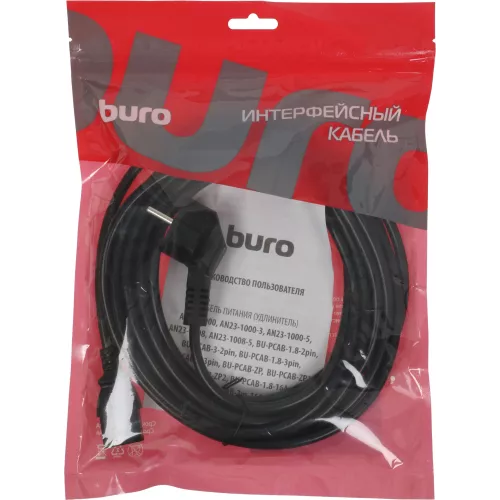 Кабель Buro BU-PCAB-ZP2 IEC C13 Евровилка угловой 5м черный (пакет)