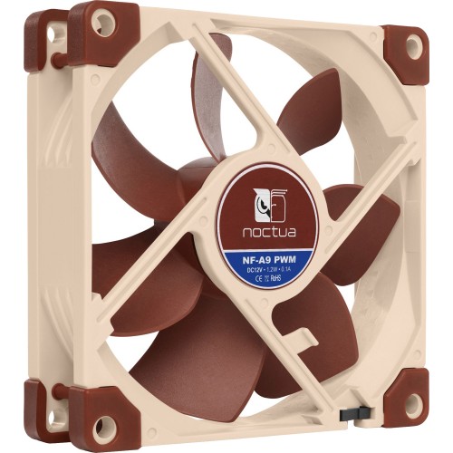 Кулер для корпуса/ Case Cooler Noctua NF-A9 PWM (92x92x25mm, 4-pin PWM, 46.44CFM, 22.8dBA, 2000RPM, Beige/Brown)