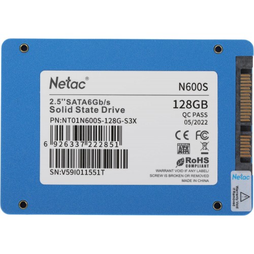 Купить SSD накопитель Netac SATA-III 128GB NT01N600S-128G-S3X N600S 2.5 – Высокая скорость и надежность для вашего ПК