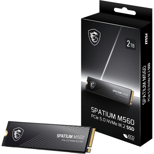 MSI SSD SPATIUM M560, 2000GB, M.2(22x80mm), NVMe, PCIe 5.0 x4, 3D TLC, R/W 10300/8700, IOPs 1 300 000/1 400 000,TBW 1200, DWPD 0.66 (5 лет) MSI