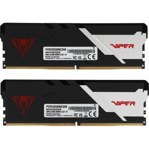 Patriot Viper Venom DDR5 32GB (2x16GB) 6800MHz Gaming Оперативная Память с Радиатором - Модель PVV532G680C34K