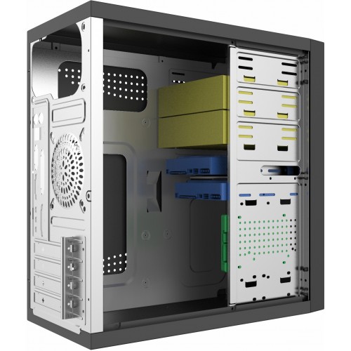 Корпус с блоком питания 450Вт./ Case Forza mATX, 450W, 2xUSB2.0, Black, w/o FAN, 12 cm fan PSU, power cord Foxline