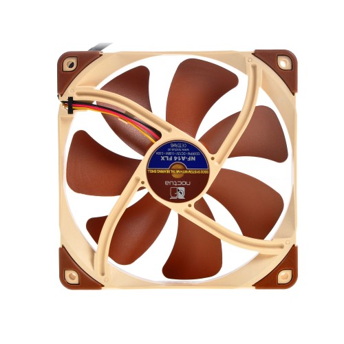 Кулер для корпуса/ Case Cooler Noctua NF-A14 FLX (140x140x25mm, 3-pin, 67.98FM, 19.2dBA, 1200RPM, Beige/Brown)