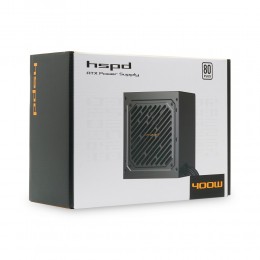 Блок питания/ Power Supply HSPD, 400W 80+ White (ATX, 2.31, Non-modular, 1x24(20+4)pin 500mm, 1xCPU 8(4+4)pin 550mm, 1xPCIe 8(6+2)pin 500mm, 1xMOLEX + SATA*2 400+150+150mm, 1xMOLEX + SATA 400+150mm , Active, 120x120mm, 150x140x86mm, APFC, OVP, OPP, SCP, U