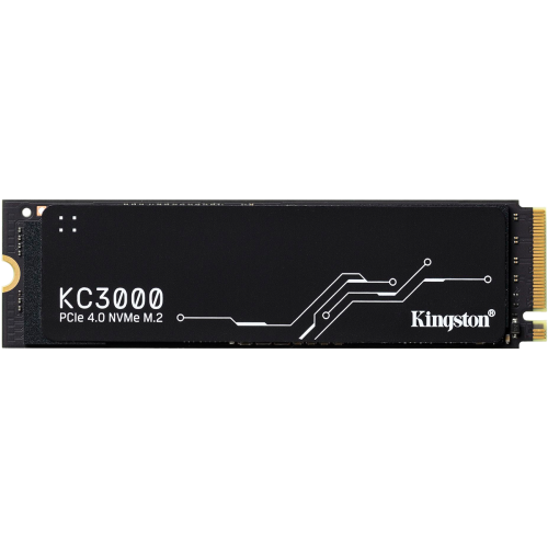 Твердотельный накопитель/ Kingston SSD KC3000, 4096GB, M.2(22x80mm), NVMe, PCIe 4.0 x4, 3D TLC, R/W 7000/7000MB/s, IOPs 1 000 000/1 000 000, DRAM buffer 4096MB, TBW 3200, DWPD 0.71, with Heat Spreader (60 мес) Kingston