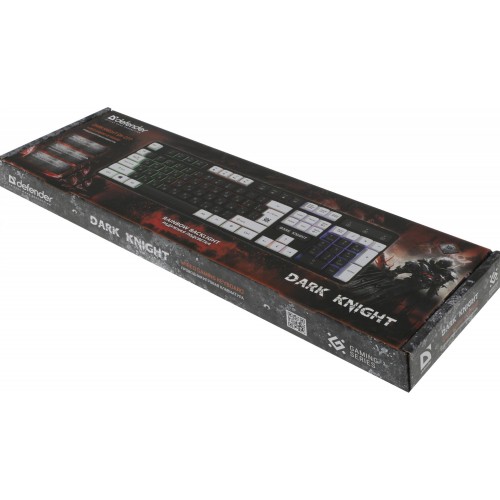 Клавиатура DEFENDER DARK KNIGHT GK-077 RU BL/WH 45077