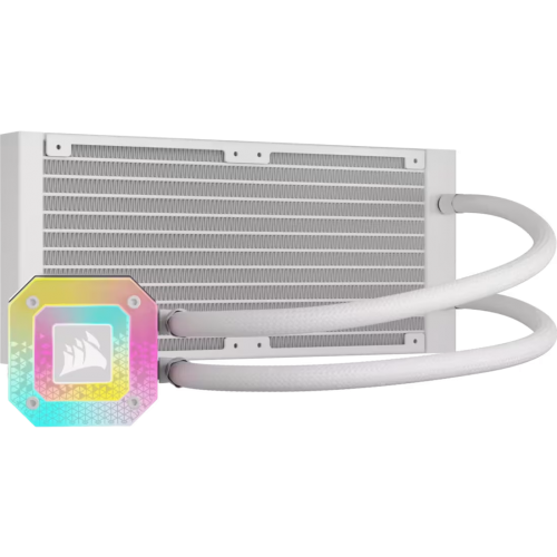 Система жидкостного охлаждения/ Water Cooling System Corsair iCUE H100i ELITE CAPELLIX XT (240mm, White, RGB/ Fans: 2x120mm, 65.57CFM, 34.1dBA, 2400RPM/ S: 1851, 1700, 1200, 115x, 2011, 2066, AM5, AM4) Corsair
