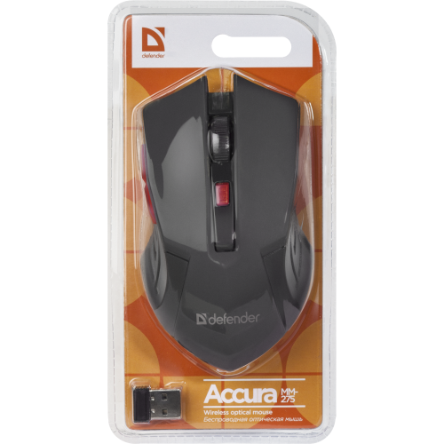 Defender Беспроводная оптическая мышь Accura MM-275 красный,6 кнопок, 800-1600 dpi Defender