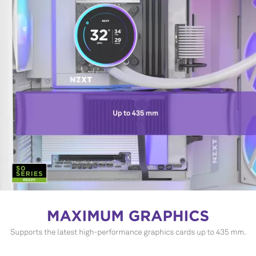 Корпус без блока питания/ Case NZXT H9 Flow RGB+ (2025), Midi-Tower, TG, 6x140mm RGB + 1x120mm RGB, 2xUSB-A 3.2 + 1xUSB-C 3.2, E-ATX, ATX, mATX, mITX White NZXT