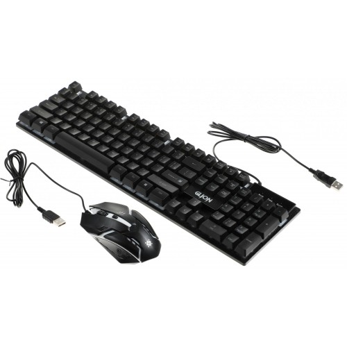 Клавиатура и мышь Defender Glion с LED-подсветкой, черно-красные, USB (45123)