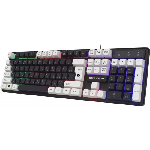 Клавиатура DEFENDER DARK KNIGHT GK-077 RU BL/WH 45077