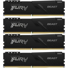 Память оперативная/ Kingston 64GB 3600MT/s DDR4 CL18 DIMM (Kit of 4) FURY Beast Black