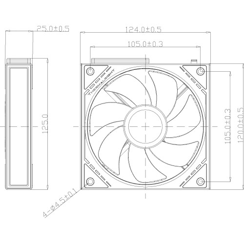 Кулер для корпуса/ Case Cooler Thermalright TL-M12QR Reverse (124x120x25mm, 4-pin PWM, ARGB, 47.6CFM, 23.2dBA, 1500RPM, Black) Thermalright