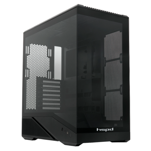 Корпус без блока питания/ Case HSPD F711, Panoramic Full Tower, Black, TG, 0.7 SPCC, no fans ATX, mATX, mITX 190/420/280mm 2x2.5", 2x3.5", 7xPCI 1xUSB-A 3.0, 1xUSB-C 445x235x475mm HSPD