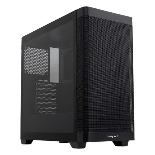 Корпус без блока питания/ Case HSPD M740, Mesh Mid Tower, Black, TG, 0.6 SPCC, no fans, E-ATX, ATX, mATX, mITX, 170/400/200mm, 4x2.5", 2x3.5", 7xPCI, 1xUSB-A 3.0, 1xUSB-C 3.0, 460x218x450mm HSPD